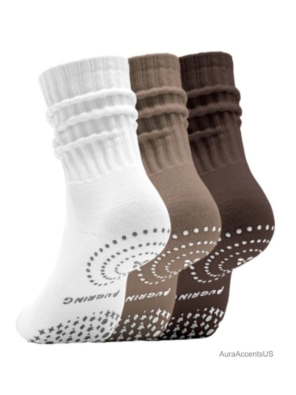 Scrunch Crew Pilates Socks with Grips Non-Slip Yoga Barre Gym Cotton Socks